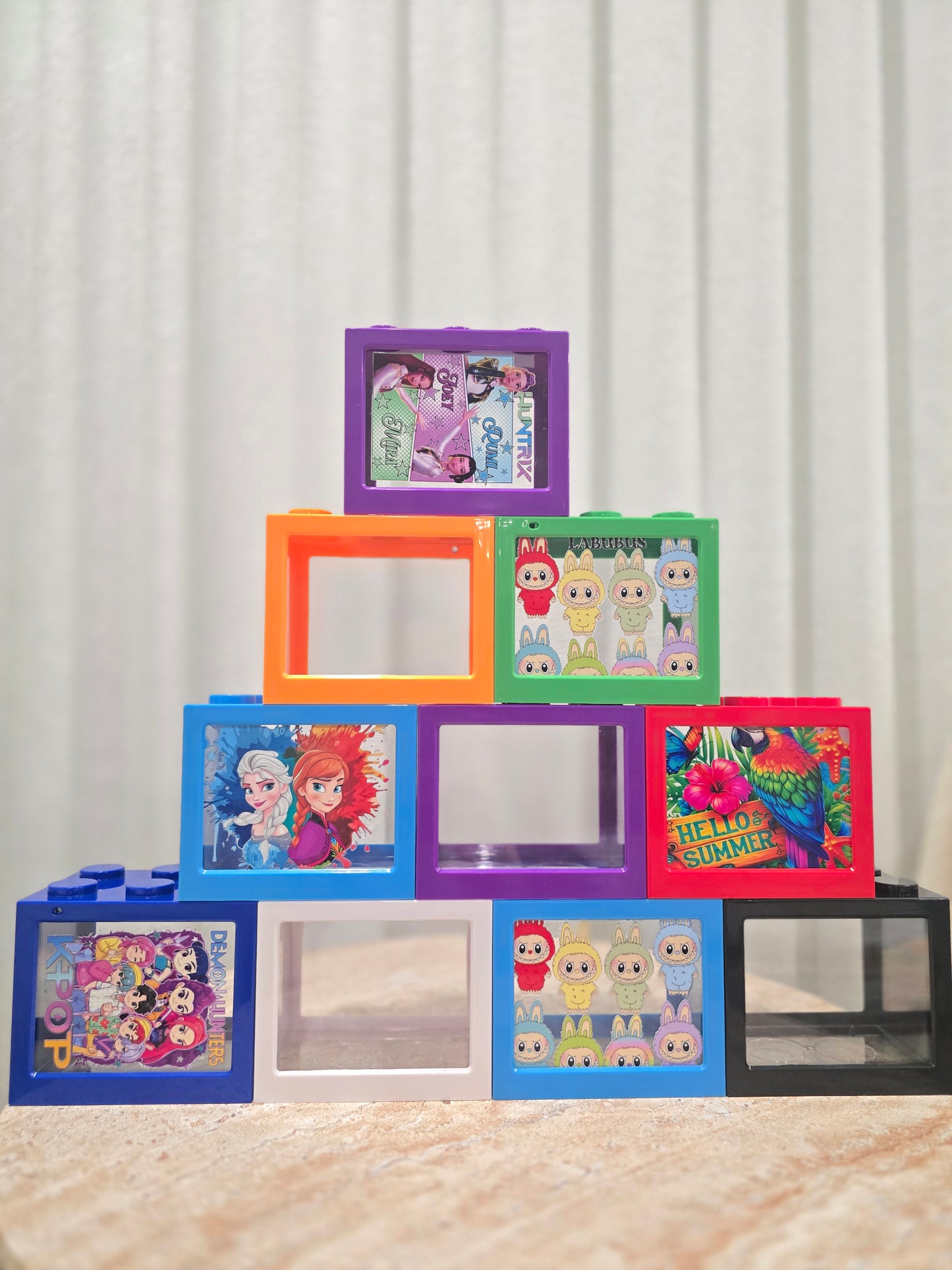 Stackable lego money boxes