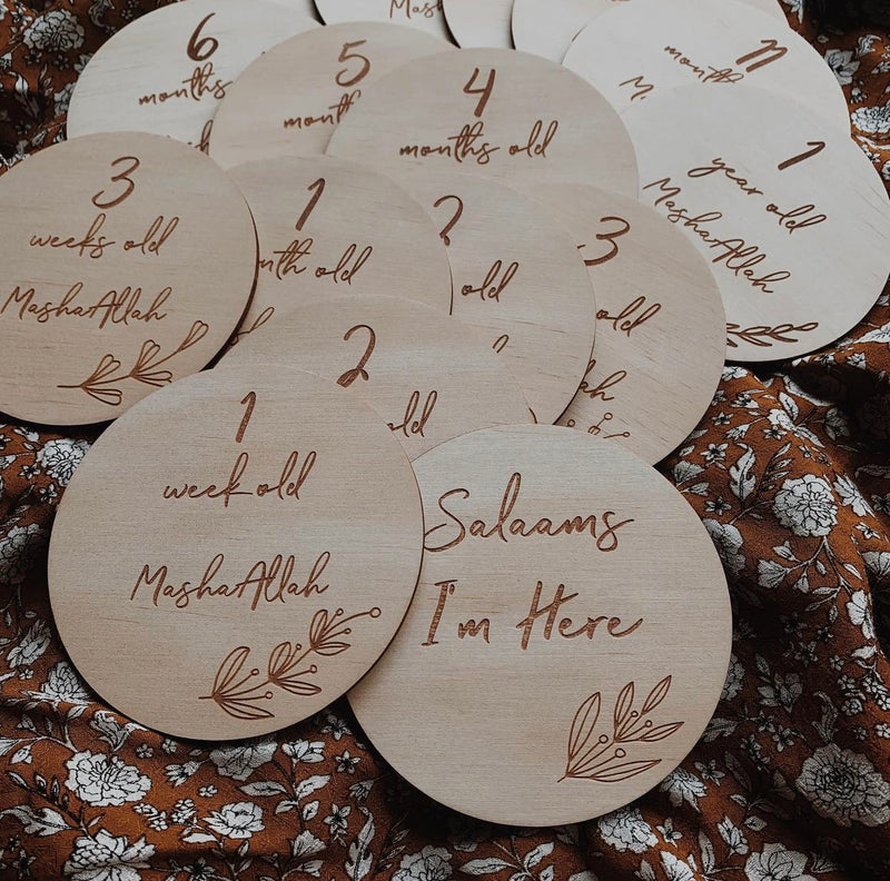 Wooden Islamic milestone cards